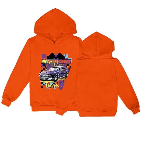 Otqutp Baby Warm Winter Snow Wear Creative Car Pattern Printed Round Neck Pullover Hoodie Children's Thin Casual All Hoodie Sweatshirt(H,13-14 Years)