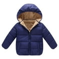 thumbnail image 1 of Otqutp Baby Windproof Jacket Autumn/Winter Preschool Girls/Boys Long Sleeve Hooded Removable Hat Down Filled Jacket 2 to 7 Years Old(Dark Blue,2-3 Years), 1 of 4