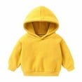 thumbnail image 1 of Otqutp Baby Windproof Tops Unisex Hooded Sweater Pullover for Boys and Girls Fun Print Fashionable Long Sleeve Sweatshirt 1-6 Years(Yellow,18-24 Months), 1 of 2