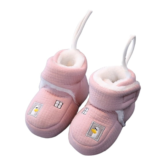 Otqutp Baby Winter Boots Plush Warm Boys Booties Anti Slip Soft Sole Cozy Snow Shoes Faux Fu𝗿 Lined House Socks Slippers