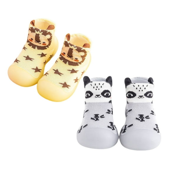 Otqutp Baby Winter Boots Toddler Baby Girls Boys Lightweight Sock Shoe Elastic Indoor Slipper First Cartoon Cats Soft Sole Rubber Shoes(Yellow,2-2.5 Years)