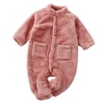 thumbnail image 1 of Otqutp Baby Winter Fleece Jumpsuit Toddler Unisex Crewneck Flannel Onesie Romper Sherpa Fuzzy Furry Snowsuit with Pocket, 1 of 4