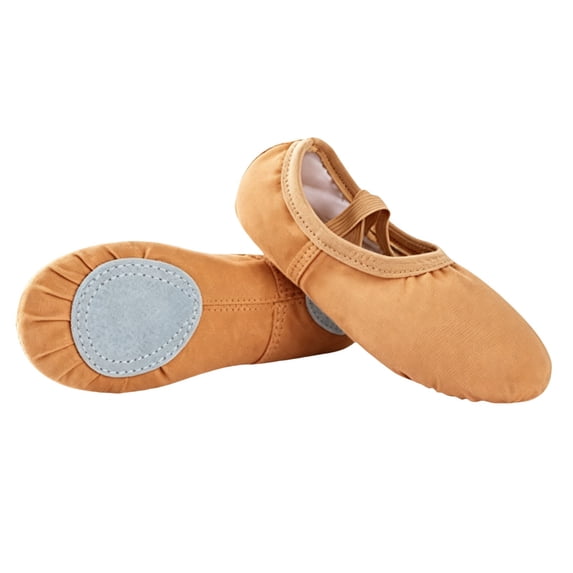 Otqutp Ballet Shoes for Teen Girls Stretch Yoga Canvas Dance Slippers Split Sole for Kids Breathable Soft Bottom Shoes