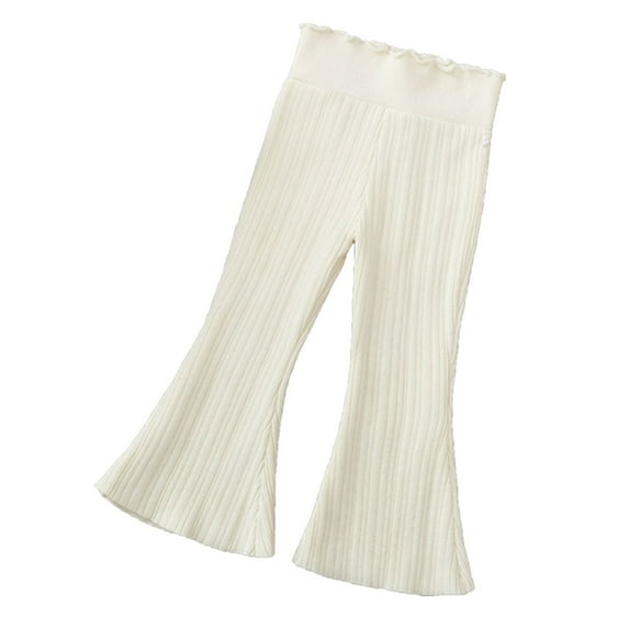 Otqutp Bell Bottoms Pants for Girls Spring and Autumn Solid Color Elastic Waist Casual Flare Pants High Waisted Flare Leggings (b-Beige,3-4 Years)