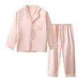 thumbnail image 1 of Otqutp Big Boys Girls Homewear Sets Kids Satin Silk Sleepwear Set Little Gilrs Boys Christmas Homewear Sets Children Button Down Tops+Sleep Pants, 1 of 7