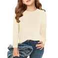 thumbnail image 1 of Otqutp Big /Little Children Fall Blouse 5-14 Years Kids Girls Long Sleeve T Shirts Kids Fall Bottoming Shirt Crewneck Basic Tees Breathable Tops(B-Beige,7-8 Years), 1 of 1