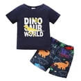 thumbnail image 1 of Otqutp Birthday Clothing Sets for Toddler Boys Short Sleeve Cartoon Dinosaur Prints T Shirt Tops Shorts Child Kids Outfits for 0 to 18 Months, 1 of 6