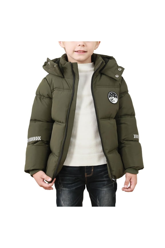 Boys Down Jacket Thick Warm Parka Winter Snowsuit Kids Insulated Cozy Padded Puffer Coat Cold Weather Hooded Outerwear