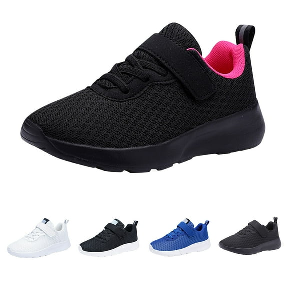 Otqutp Boys Girls Athletic Running Shoes Non-Slip Lace Up Adjustable Strap Sneakers Lightweight Breathable Tennis Shoes