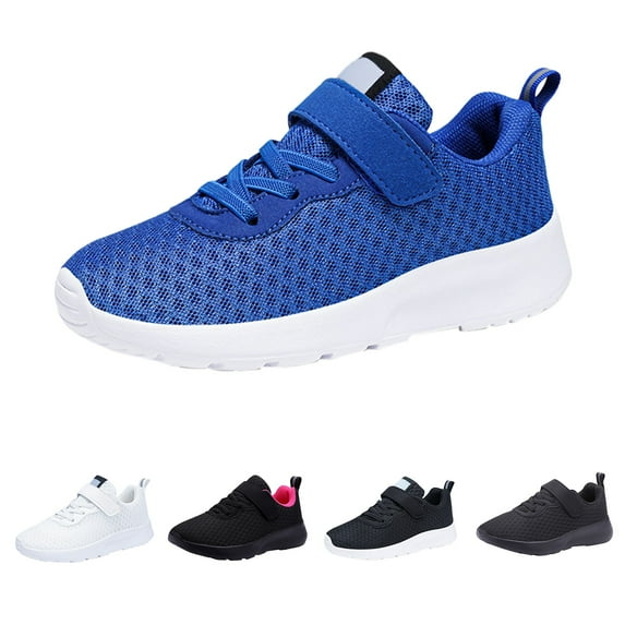 Otqutp Boys Girls Athletic Running Shoes Non-Slip Lace Up Adjustable Strap Sneakers Lightweight Breathable Tennis Shoes