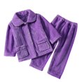 thumbnail image 1 of Otqutp Boys and Girls Children Thick and Warm Children's Sleepwear Sleepwear Autumn and Winter Solid Color Children's Flannel Sleepwear Set Home Clothes(Purple,12-18 Months), 1 of 4