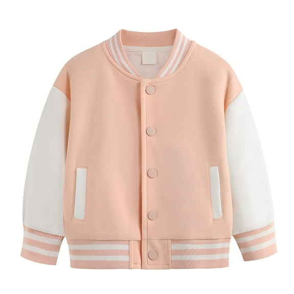 Otqutp Boys and Girls Coat Spring and Autumn Winter New Children Plus Baseball Clothes Baby Cardigan Small Medium Thick Children's Top(Pink,5-6 Years)