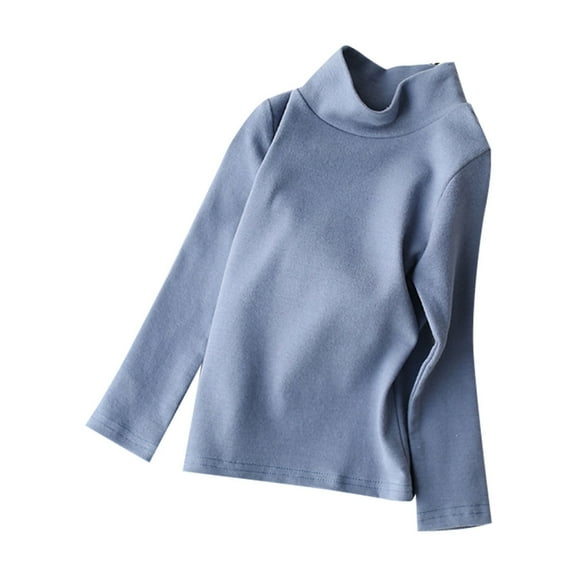 Otqutp Boys Girls Crew Neck Long Sleeve Shirt Soft Str𝐞tch Pullover Top Layered Blouse Solid Color Undershirt Fall Winter