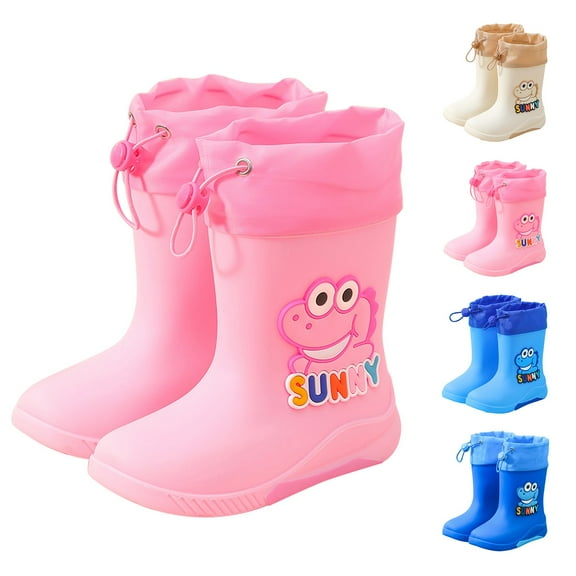 Otqutp Boys Girls Dinosaur Rainboots Easy-On Lightweight Waterproof Rubber Boots Adjustable Outdoor Playing Rain Boots