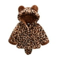 thumbnail image 1 of Otqutp Boys Girls Fall and Winter Leopard Print Shape Padded Jacket Winter Hooded Jacket Coat Windproof Cute Warm Outwear for 0-5 Years(Coffee,3-6 Months), 1 of 9