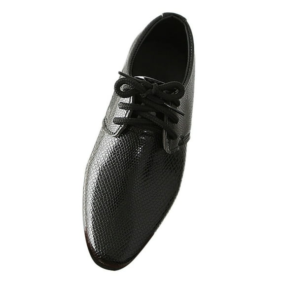 Otqutp Boys Girls Lace Pointed Toe Leather Sneakers Lightweight Dress Formal Dance Sport Shoes Fancy Fashion School Shoes