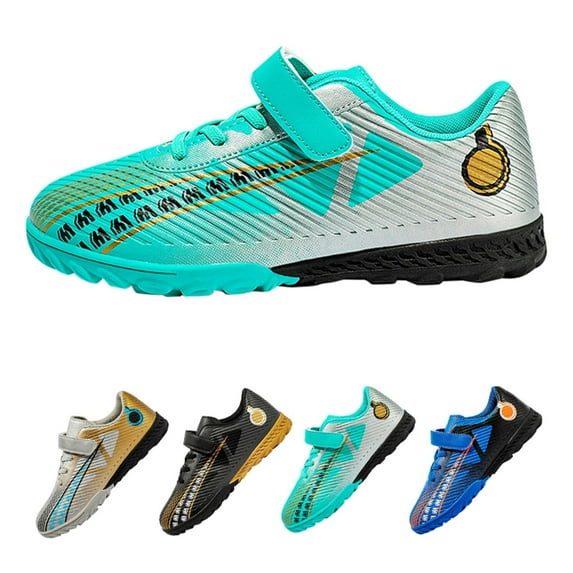 Otqutp Boys Girls Soccer Cleats Youth Firm Ground Lace-Up Non-Slip Sports Shoes Football Baseball Outdoor Training Sneaker