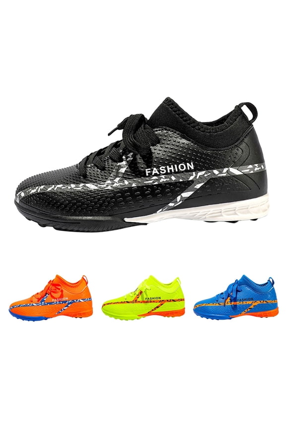 Boys Girls Soccer Cleats Youth Lace-Up Non-Slip Lightweight Sneaker Outdoor Training Football Baseball Athletic Shoes