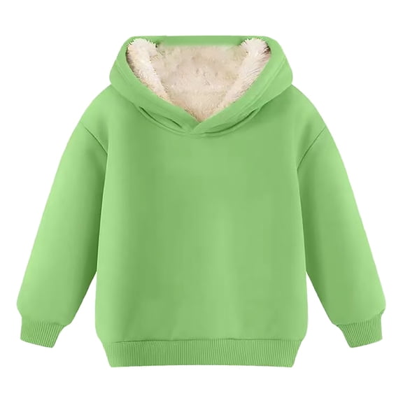 Otqutp Boys Girls Solid Fleece-Lined Hoodie Long Sleeve Warm Plush Hooded Sweatshirts Winter Casual Pullover Top Outfits