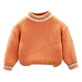 thumbnail image 1 of Otqutp Boys and Girls Stand Up Collar Tops Autumn and Winter Padded Pullover Solid Color Round Neck Loose Korean Sweater 6M-7 Years(Orange,12-18 Months), 1 of 4