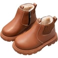 thumbnail image 1 of Otqutp Boys Girls Winter Chelsea Boots Side Zipper Warm Fleece Lined Ankle Boots Kids Non Slip Fashion Boots for Cold Weather, 1 of 8