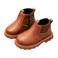 thumbnail image 1 of Otqutp Boys Girls Winter Chelsea Boots Side Zipper Warm Fleece Lined Ankle Boots Kids Non Slip Fashion Boots for Cold Weather, 1 of 3