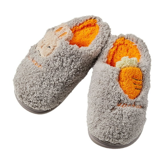 Otqutp Boys Girls Winter Home Shoes Comfy Warm Cozy Soft Plush-Lined Slip-on Slippers Kids Memory Foam Bedroom Slides
