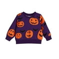 thumbnail image 1 of Otqutp Boys Halloween Sweatshirt Outfit Toddler Baby Girls Cute Pumpkin Bat Graphic Crewneck Shirt Fleece Chunky Pullover Tops, 1 of 5