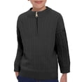 thumbnail image 1 of Otqutp Boys Quarter Zip Pullover Sweater Ribbed Knit Mock Neck Cable Sweaters Long Sleeve Fall Winter Warm Clothes for Kids, 1 of 9