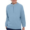 thumbnail image 1 of Otqutp Boys Quarter Zip Pullover Sweater Ribbed Knit Mock Neck Cable Sweaters Long Sleeve Fall Winter Warm Clothes for Kids, 1 of 9