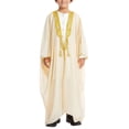 thumbnail image 1 of Otqutp Boys Robe 𝗜slamic Muslim Clothes Loose Fit Abaya Long Sleeve Lightweight Chiffon Kaftan Toddler Arabic 𝗗ubai Thobes, 1 of 9