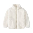 thumbnail image 1 of Otqutp Boys and Girls Spring and Autumn Lightweight Coats Solid Color Stand Up Collar with Pockets Long Sleeved Jacket with Pocket(White,4-5 Years), 1 of 8