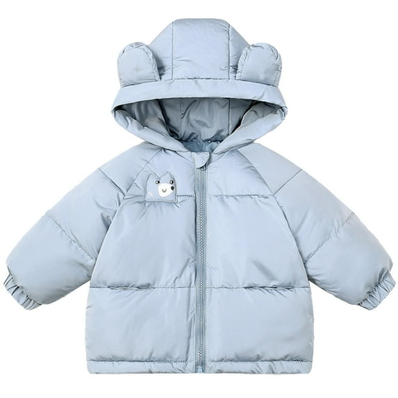 Otqutp Boys and Girls Winter Thickened New Cotton Jacket Coat Toddler Coat Hoodie Down Jacket Winter Warm Puffer Jacket with Pocket(Blue,3-4 Years)