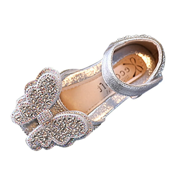Otqutp Breathable Baby Girls Footwear Fashion Summer Girls Dance Shoes Princess Dress Performance Shoes Cartoon Butterfly Shape Rhinestone Pearl Sequin Solid Color