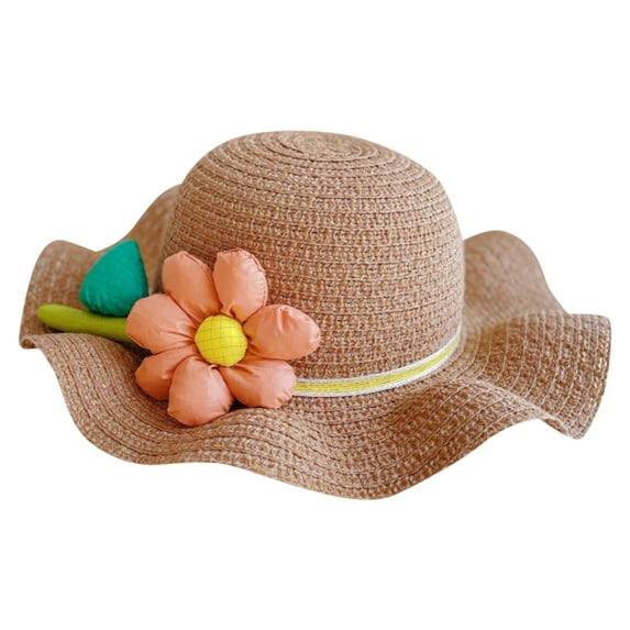 Otqutp Breathable Caps for Children 2 to 6 Years Toddler Girls Flower Cute Sun-screen Hat Summer Bow Beach Hat Braided Hat Beach Sun Hat