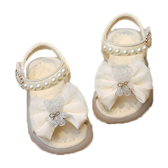 Otqutp Breathable Dance Shoes for Toddler Girls Sandals Summer for Children Wearing Beach Shoes Pearl Soft Sole Breathable Shoes