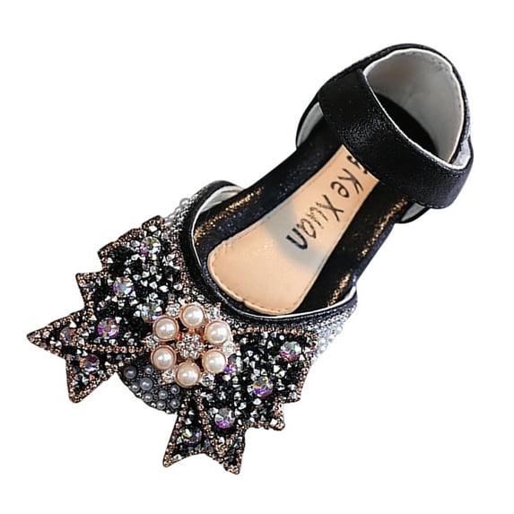 Otqutp Breathable Flower Girls Dance Shoes Fashion Spring and Summer Girls Sandals Dress Dance Performance Princess Shoes Pearl Rhinestone Big Bow Breathable and Comfortable