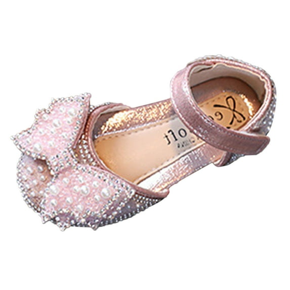 Otqutp Breathable Flower Girls Shoes Fashion Spring and Summer Children Dance Shoes Girls Dress Performance Princess Shoes Pearl Sequin Bow Hook Loop Breathable and Comfortable