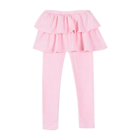 Otqutp Breathable Trousers for Children Girls Leggings Tutu Skirt Pants Kids Cotton Footless Tights 2 to 12 Years Solid Casual Pants