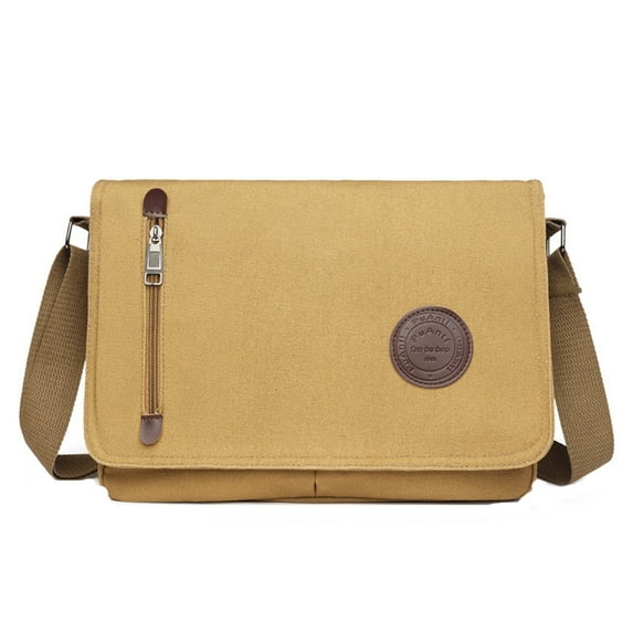 Otqutp Canvas Messenger Bag Laptop Bag for Men Women for Travel Work Travel for Casual Traveling Hiking Fashion Tote Bag Shoulder Bags(Khaki,One Size)