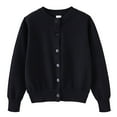 thumbnail image 1 of Otqutp Cardigan Sweaters Toddler Baby Boys Girls Long Sleeve V-Neck Kids Button Knitted School Tops Outwear School Student Outwear(Black,6-7 Years), 1 of 2
