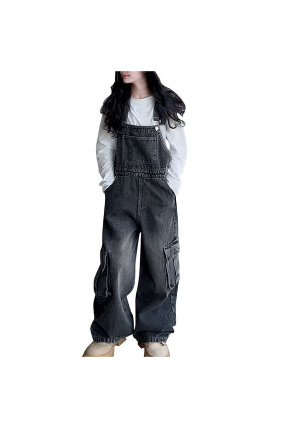 Cargo Jean Overalls For Girls Wide Leg Stretchy Bib Denim Jumpsuit Baggy Cute Trendy Overall Jeans Fashion Cowboy Coveralls