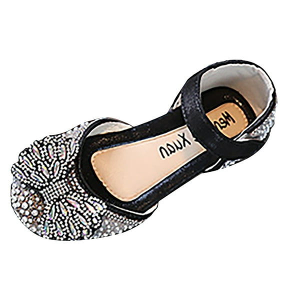 Otqutp Casual Shoes for Flower Girls Fashion Spring and Summer Girls Dance Shoes Princess Dress Performance Shoes Pearl Rhinestone Bow Hook Loop Elegant Comfortable Shoes
