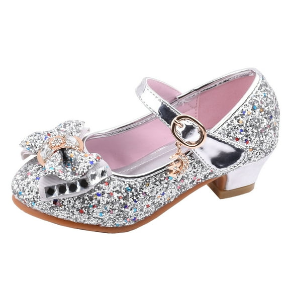 Otqutp Casual Shoes for Kids Baby Girls Cute Heel Pearl Bling Bowknot Single Princess Shoes Sandals Dance Shoes