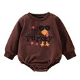 thumbnail image 1 of Otqutp Casual Tops for Toddler Boys Girls Thanksgiving Day Long Sleeve Letter Cartoon Prints Pullover Romper Warm Sweatshirt Bodysuits Fall Winter Clothes (Brown,9-12 Months), 1 of 7