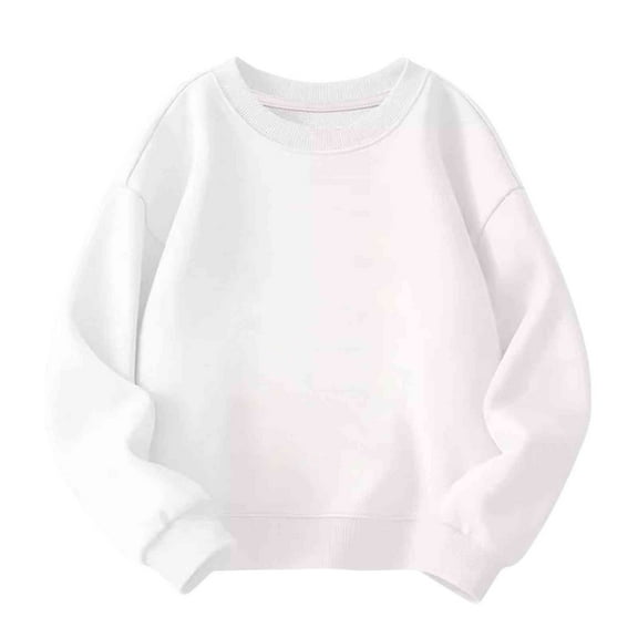 Otqutp Chidren Casual T-Shirt Boys and Girls Spring Autumn and Winter Models Thickened Solid Color Round Neck Long Sleeved Tops Drop Shoulder Sweater