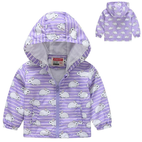 Otqutp Children Birthday Tops Toddler Boys Girls Casual Jackets Animal Print Hooded Outerwear Zipper Coats Long Sleeve Windproof Coats(a-White,4-5 Years)