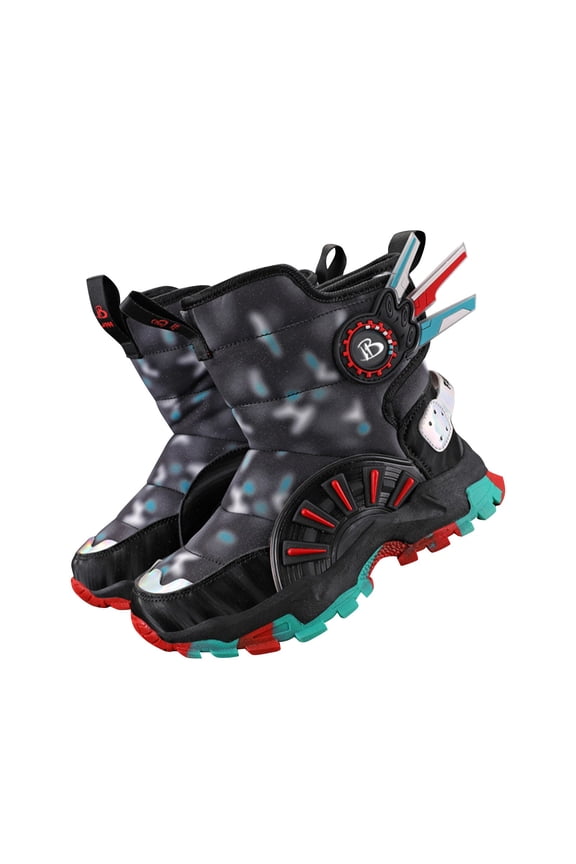 Children Boots Snow Boots Girls Boys Outdoor Boots Warm Boots with Cotton Snow Boots Winter Windproof Slip Resistant Cold Weather Shoes(Red,5.5-6Years)