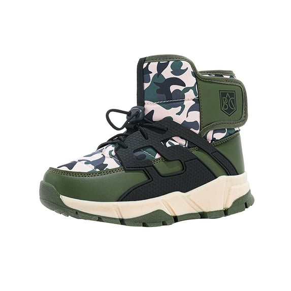 Otqutp Children Boots Snow Boots Girls Boys OutdoorBoots Warm Boots with Cotton Snow Boots Breathable Water-Resistant Cold Weather Boots(Camouflage,6-7 Years)