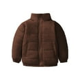 thumbnail image 1 of Otqutp Children Boys and Girls Fall and Winter Zipper Coat with Pocket Thin Lightweight Multi Color Belt Pockets Collar Cotton Padded Jacket(Coffee,8-9 Years), 1 of 5